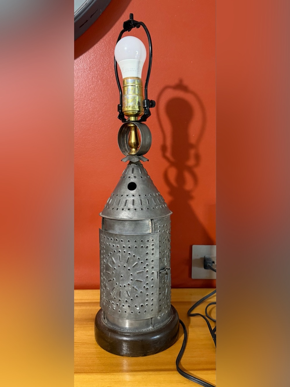 Vintage Revere Tin Punched Table Lamp